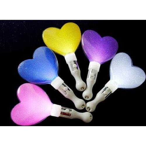 100PCS Cute heart shape LED heart stick flashing light stick glow in the dark Wedding Concert Event Party supplies decoration