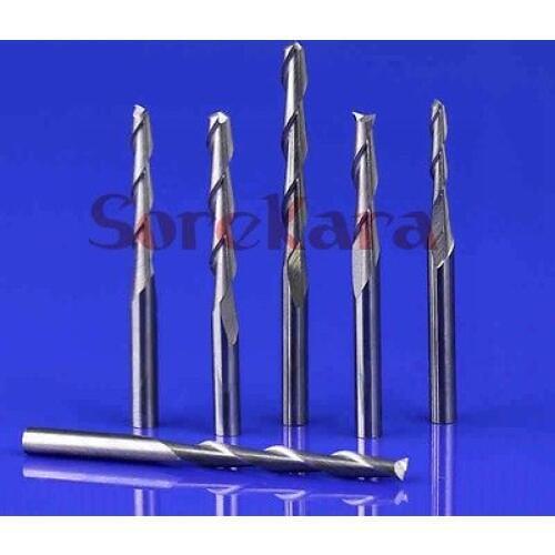 3.175*52mm Carbide CNC Router Bits Two Flutes End Mill Double Flutes Milling Cutter Spiral PVC Cutter Woodworking
