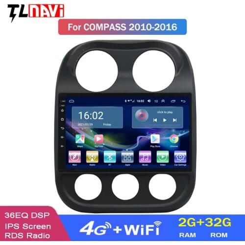 4G Lte 2G RAM 10.1 Inch Android 10 For Jeep Compass 2010-2016 Car GPS Navigation Radio Audio Video Multimedia System
