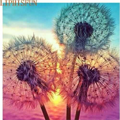 Diamond Painting Cross Stitch Full Square Round Picture of Rhinestone DIY Mosaic Embroidery Dandelion New Year Gift