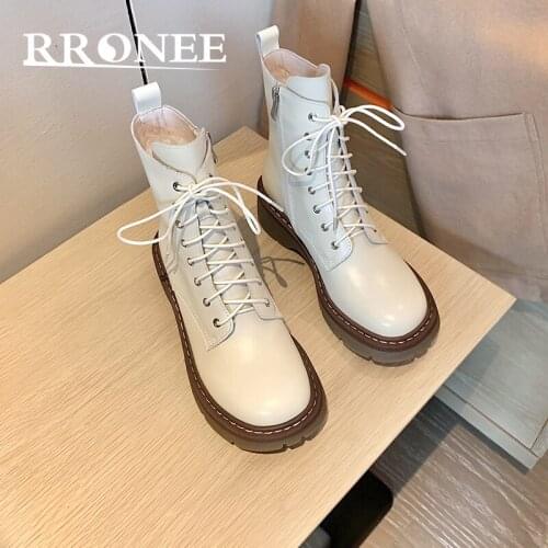 2021 winter boots Leather platform fleece Martin boots Lady rider boots Handsome motorcycle boots English style ankle boots