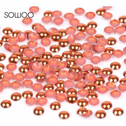 Glossy Metal Hot Fix Studs Dome Shape Half Round Orange Dome Studs hot fix half round studs for Jean and shoes accessories