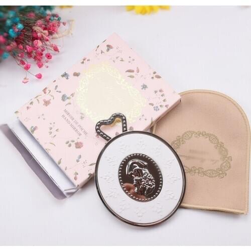 Brand Metal Hand Pocket Makeup Mirror Mini Mirror Blush Petal Cosmetic Storage Box Makeup Tool Japanese Style Exquisite Gift