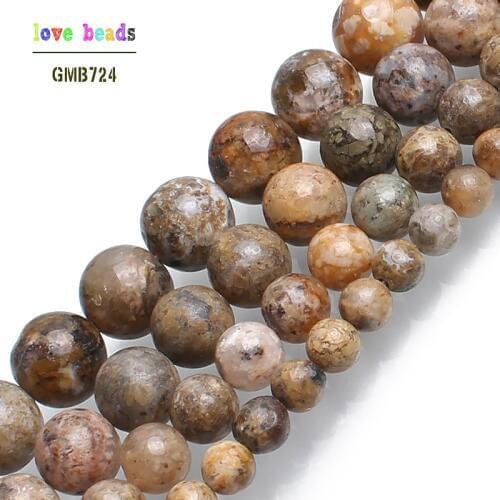 Natural Stone Beads Bamboo Agates Round Loose Beads For Jewelry Making 15 inches 6/8/10/12mm Diy Jewelry