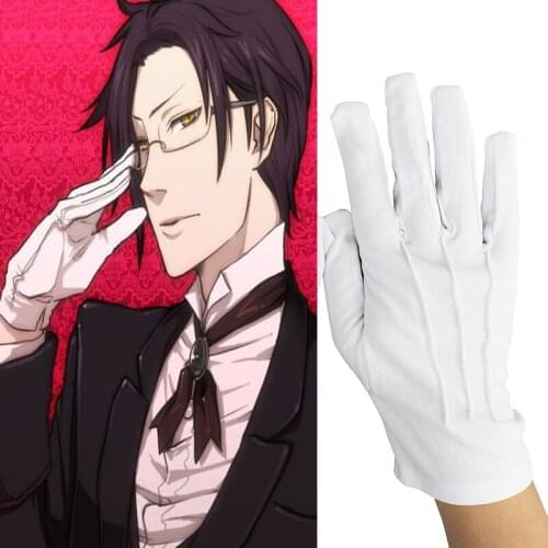 Black Butler 2 Jason Douglas Cosplay White Gloves Halloween Carnival Cosplay Costume Accessories One Pair