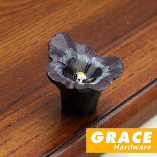 Flower Home Pastoral Style Cartoon Resin Handle Kids Room Door Shoe Cabinet Furniture Drawer Design(L:45mm)