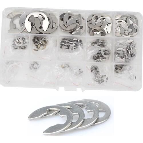 E Clip Washer Circlip Retaining Ring Shaft 304 Stainless Steel M1.5 M2 M2.5 M3 M3.5 M4 M5 M6 M7 M8 M9 M10 M12 M15 Assortment Kit