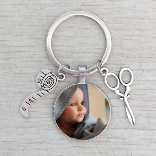 Handmade Personality Photo Family Photo Baby Child Dad Mom Brother Sister Grandparents Family Portrait Keychain Private Custom