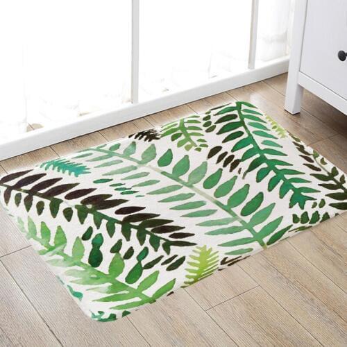 Carpet Doormat Funny Kitchen Entrance Door Mat Anti-slip Floor Rug Bathroom Area Hallway 50x80cm Tropical Leaf Design