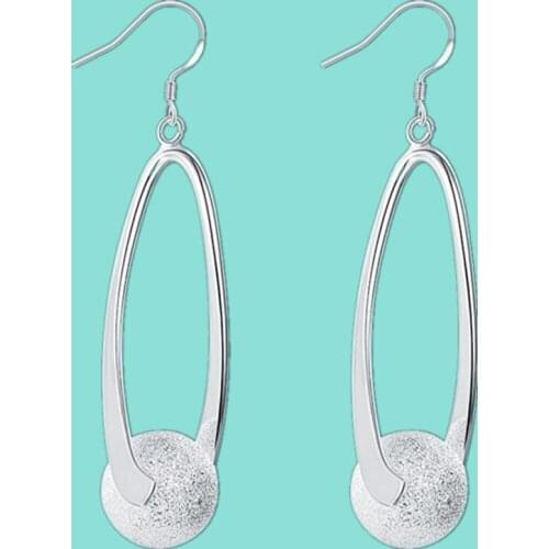 Fashion Jewelry Silver 925 Jewelry Earrings Long Sanding Ball Earring For Women Wedding Gift