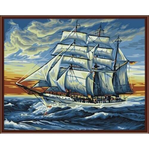 New Frameless Wall Art Pictures Painting By Numbers Of Seascape Hand Painted Oil On Canvas Home Decor For Living Room G077