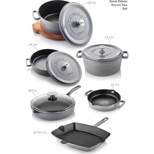 Casting Pot and Pan Set 10 Pieces Gray