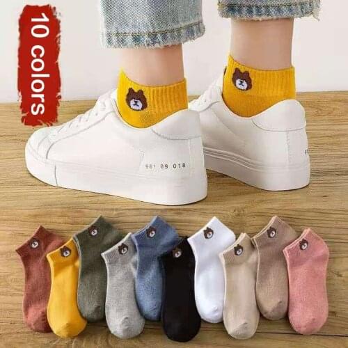 10 Pairs Women Socks Breathable Sports socks Solid Color Boat socks Comfortable Cotton Ankle Socks White Black