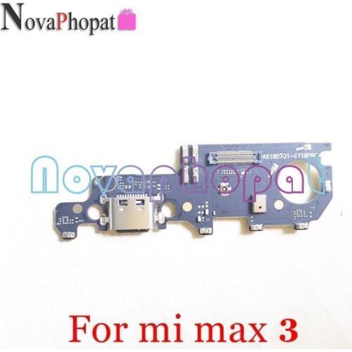 Novaphopat For Xiaomi mi max 3 Max3 2 Charger Connect Board USB Dock Charging Port Connector Microphone Flex Cable ; 5pcs/lot