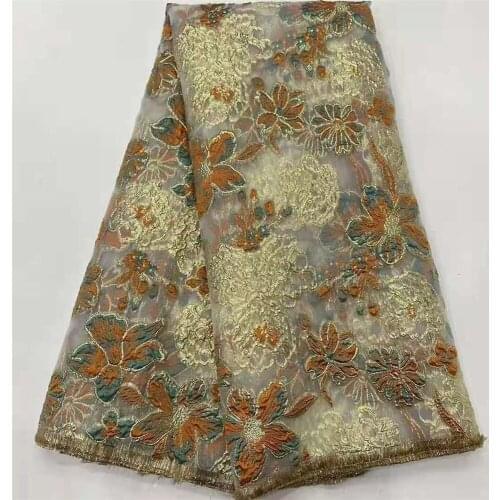 New Design African Brocade Lace Fabric Nigerian Organza Lace Fabric Embroidery Jacquard Tulle Net Lace Fabric For Wedding Party