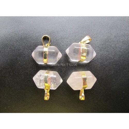 Wholesale Price Natural Clear Quartz Double Point Stone pendant 10pcs/lot