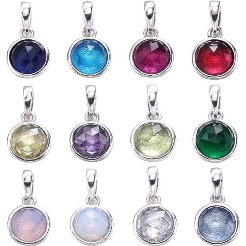 Original Month Droplet Birthstone Necklace Pendant Beads Fit 925 Sterling Silver Bead Charm Bracelet Bangle DIY Jewelry