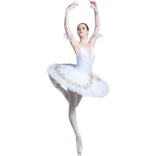 Stunning Tutu New Pre-professional Ballet Tutu for Girl & Women White Velvet Bodice With Gold Applique Ballerina Tutu
