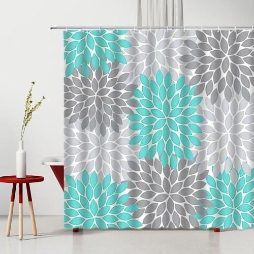 Broken Floral Shower Curtain Modern Abstract Flowers Hand-Painted Tropical Plant Bathroom Decor Polyester Cloth Curtains Set