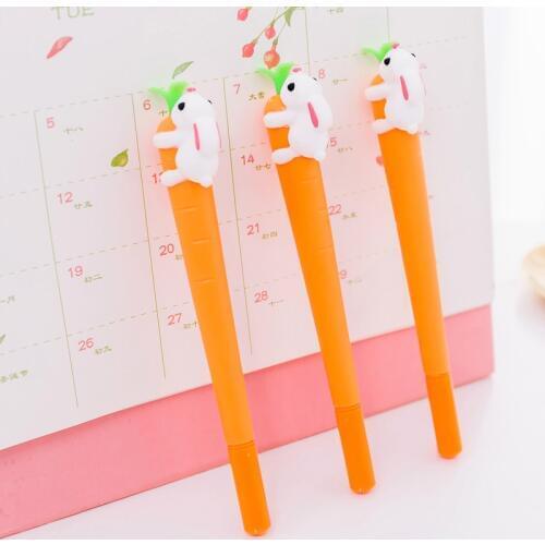 Jon Von Sat One 12 PCs Creative Carrot Rabbit Gel Pen Girls Office Learning Pen Test Water Pen
