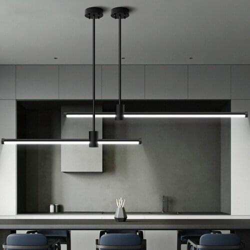 Modern Creative LED Pendant Lamps Open Kitchen Living Room Exhibition Nordic Minimalist Line Office Decor Hanging Light Fixtures