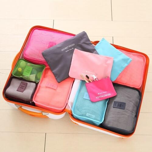 Travel Storage Bags Zipper Organizer Storage Bag 6Pcs Set Travel Accessories for Clothes Luggage Packing Cube Organizer Suitcase