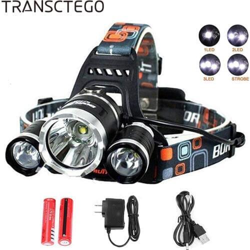 T6 LED Headlight Headlamp high Lumen Rechargeable Head Light Flashlight 18650 Waterproof Portable Fishing Hunting Torch Lights