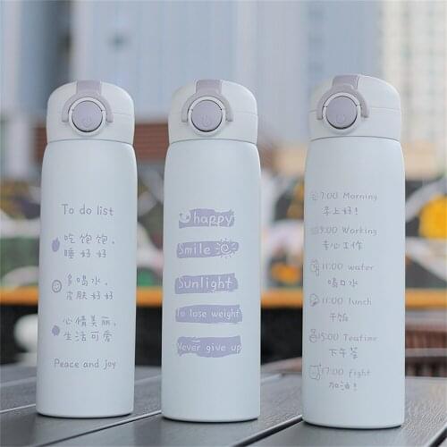 500ml Stainless Steel Thermos Light Color Water Bottle For Girls Cute Bear Outdoor Travel Coffee Vacuum Flask Thermal Tumbler
