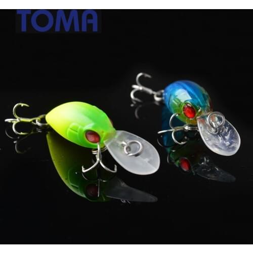 TOMA Crankbait Fishing Lure 35mm 3.3g Hard Bait Wobbler Crank Bait Floating Lure 1.0-1.5M Artifical Peche Treble Hook
