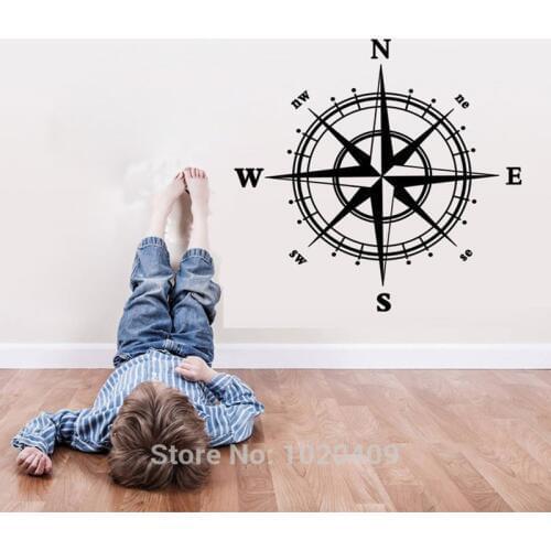 Compass Rose Wall Decal Vinyl Sticker Navy Style compass background PVC wallpaper Directional North South East West 9048