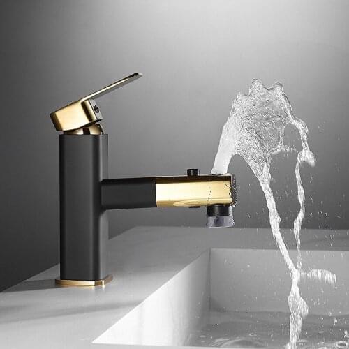 Pull Out Bathroom Basin Sink Hot Cold Water Mixer Aerator Tap Up and Down Outlet Mode Faucets Shower Kitchen Bathroom Faucet