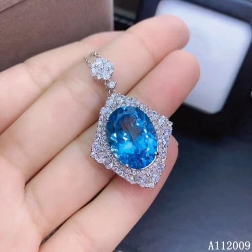 KJJEAXCMY fine jewelry 925 pure silver inlaid natural blue topaz girl new Pendant luxury Necklace support test hot selling