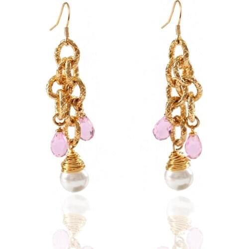 LANFLORA new earrings handmade women earrings Imitation Pearl earrings copper alloy earrings free shipping