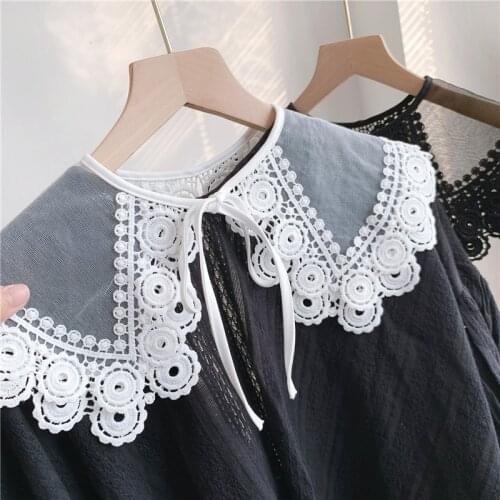 Women Lace Fake Collar Women Shirt Lace Embroidery Doll Detachable Collar Decorative Ladies Hollow Necklace False Collar Shawl