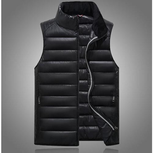 Spring and Autumn Mens Cotton Vest Korean Slim Stand-up Collar Cotton Vest Men and Women Couples Down Cotton Vest Casual Jacket