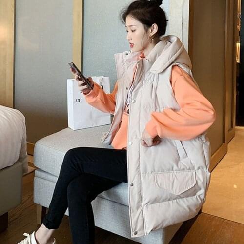 2020 autumn winter women clothing new Korean version waistcoat outer wear vest mid-length down cotton vest versatile waistcoat55