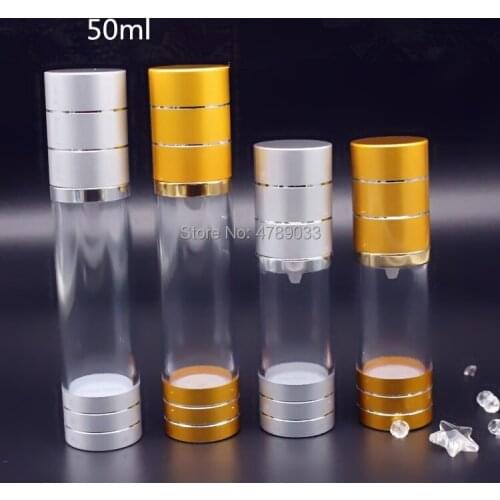 10pcs 50ml Spray/lotion bottle Transparent Airless Pump Vacuum Bottle Plastic Travel Bottle Free Shipping