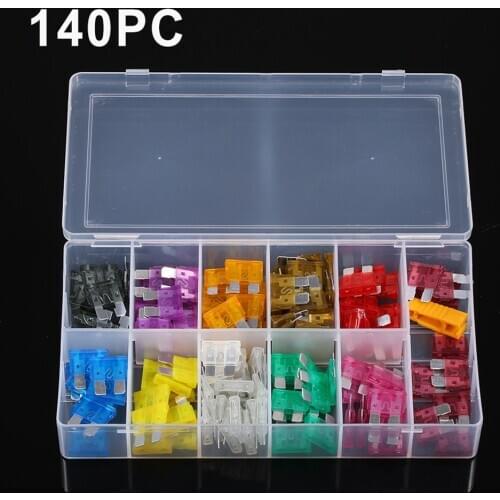 2/3/5/7.5/10/15/20/25/30/35A 60/100/140pc Car Truck Blade Fuses AMP Plastic Box Assortment with Clip Auto Blade Type Fuse Set