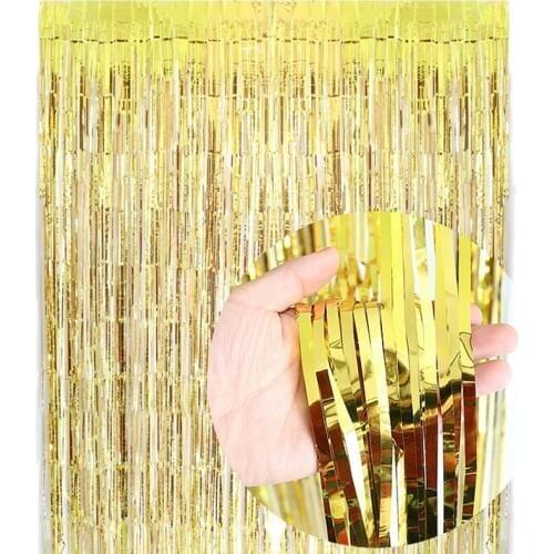 3*1m wedding decoration Background layout blue golden red Rain Silk curtain 1st birthday happy birthday easter party supplies