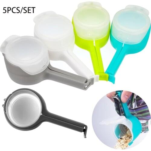 5Pcs/Set Snack Sealing Clip Plastic Fresh Keeping Sealer Clamp Food Saver Travel Kitchen Accessories Seal Food Storage Bag Clip