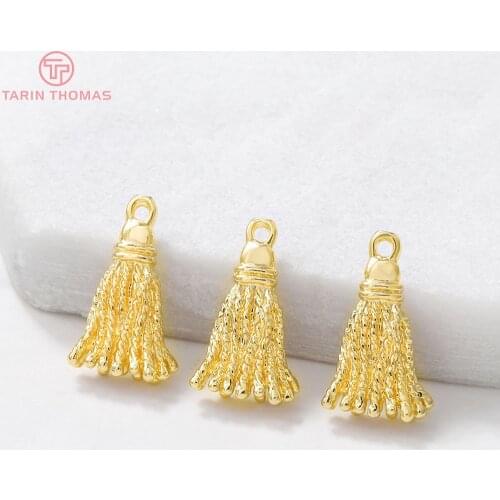 10PCS 11x18MM Hole 1MM 24K Gold Color Brass Tassel Charm Pendants High Quality Diy Jewelry Accessories