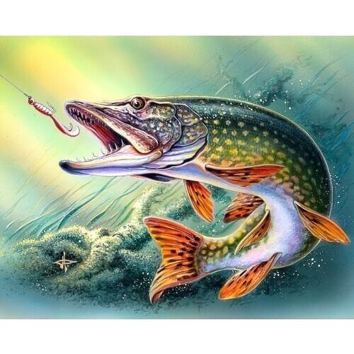 Full Square/Round Drill 5D DIY Diamond Painting "fishing" 3D Embroidery Cross Stitch 5D Rhinestone Home Decor gift