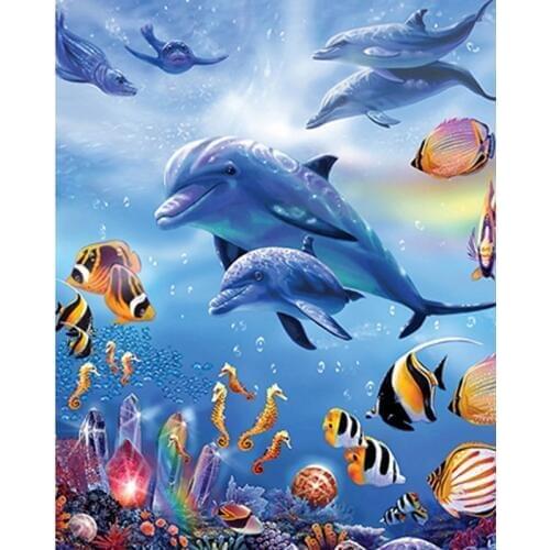 Diamond Painting Full Drill Dolphin Broderie Diamond Animal Diamond Cross Stitch Europe Home Decor Resin Picture Of Resin