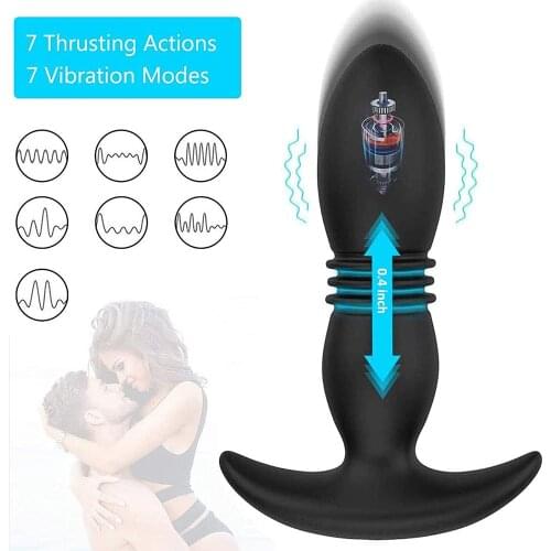 Thrusting Anal Vibrator Vibrating Anal Plug Butt Sex Toys with 7 Powerful Back Forth Thrusting Pattern Thruster for Anal Product