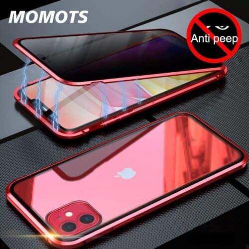 Anti Peep Magnetic Case Tempered Glass Case for iPhone 11 Pro Max XR X XS Max Luxury Magnet Metal Case for iPhone 7 8 Plus