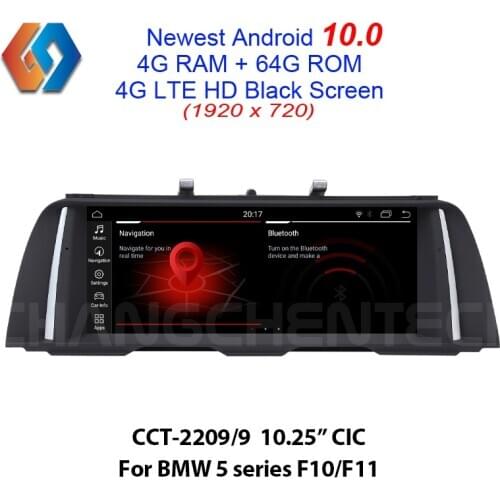 Android 10 64G Multimedia Car Screen for BMW 5 Series F10 F11 CIC 1920x720 HD Black Touch Car Radio Built-in CarPlay WiFi BT GPS