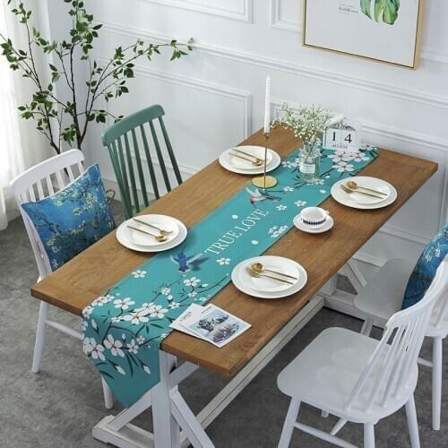 DEFU table runner fashion simple Modern table cloth waterproof linen Wedding Non-slip Pads Placemat Party Home hotel textile