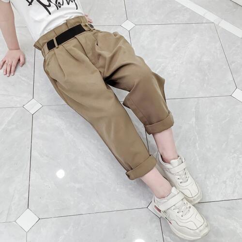 Children Girl Pants Summer Toddler Kids Elastic Ruffle Waist Belted Baggy Trousers Elegant Pants for Girls 3 6 8 10 12 14 Years
