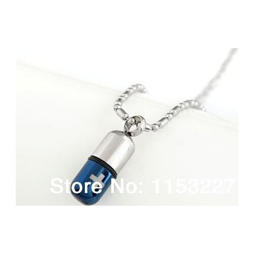 Hot sale titanium steel pill capsule titanium boy colar men naruto necklace