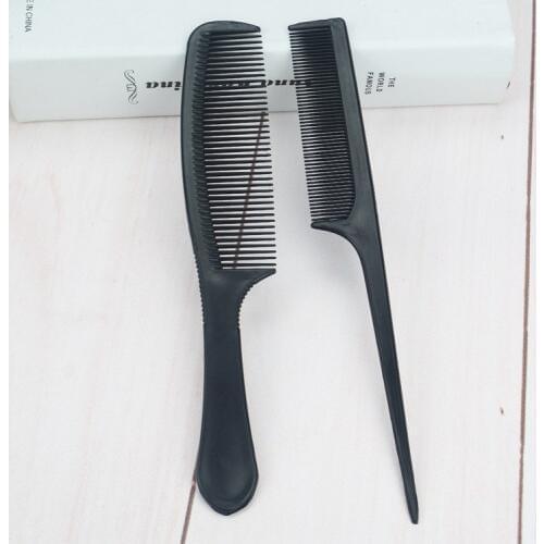 2PCS/lot Carbon fiber tonic cover comb tip tails steel needle double comb hair haircut plastic comb hair comb